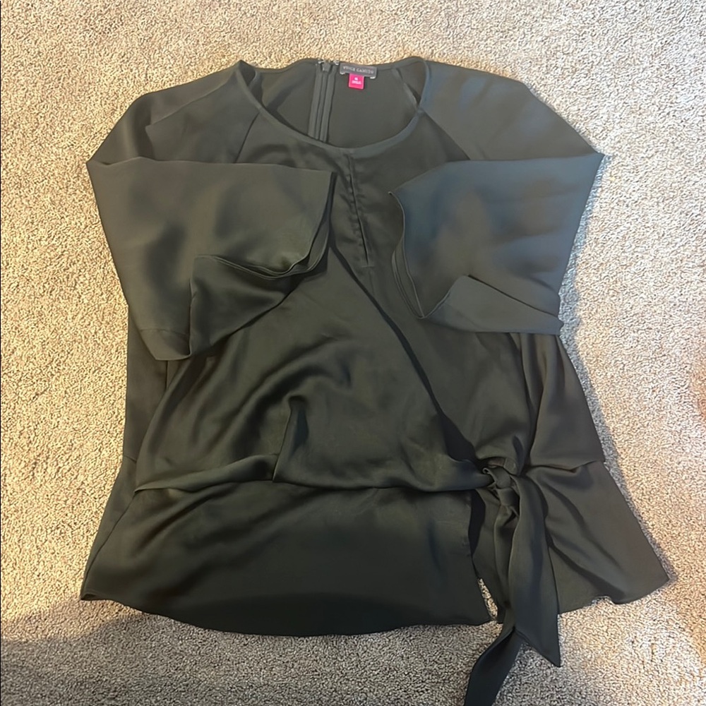 Vince Camuto Black 3/4 Sleeve Tie Front Blouse